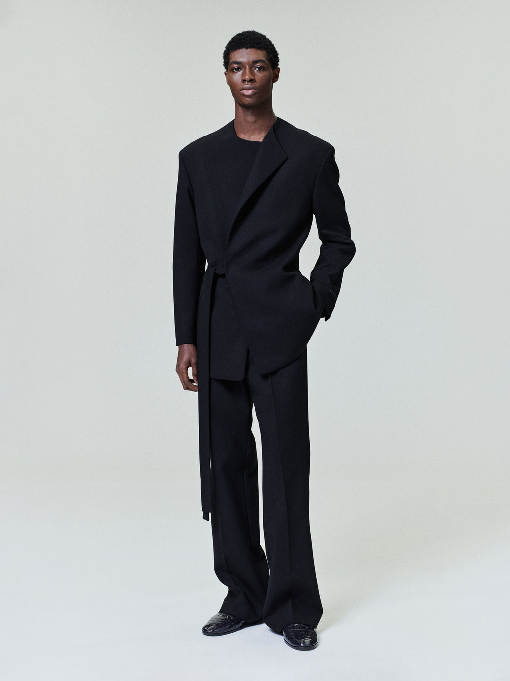 Double Weave Wool Tailored Flared Pants